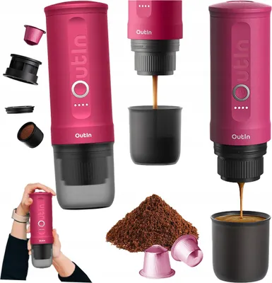 Zdjęcie produktu dla Outin Nano, Czarny, Różowy, Kawa mielona, 20 bar, 92 °C, 0,08 l, 7500 mAh
