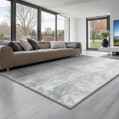 Zdjęcie produktu dla VEVOR dywan o wysokim runie 2743x1829 mm, puszysty dywan do salonu z trzywarstwowego materiału, dywan do salonu, sypialni, ogrodu zimowego, niestrzępiący się i miękki, antypoślizgowy, szary mix