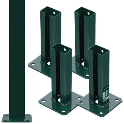 Produktbild von Pfostenhalter Pfostenträger - 60 x 40 mm - Pulverbeschichteter Stahl - Grün - 4er Set