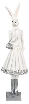 Immagine prodotto di Clayre & Eef Figurina Coniglio 32 cm Bianco Argento in Poliresina