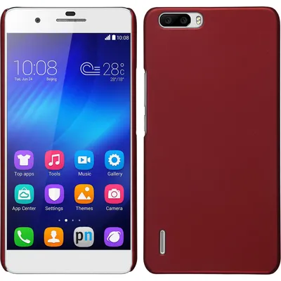 Produktbild von PhoneNatic Case kompatibel mit Huawei Honor 6 Plus - Hülle rot gummiert Hard-case + 2 Schutzfolien