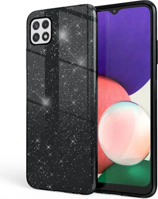 Produktbild von NALIA Robuste Glitzerhülle für Samsung Galaxy A22 5G, Stoßfest Glänzend, Verstärkte Silikonhülle Schwarz