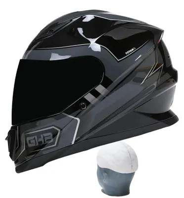 Produktbild von Motorradhelm, modularer Klappdesign, DOT-e Sicherheit, Schwarz Grau -a, L