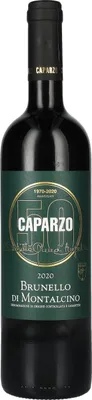 A bottle of Caparzo Brunello di Montalcino wine.