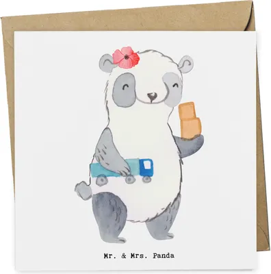 Produktbild von Mr. & Mrs. Panda Grußkarte Speditionskauffrau Herz - Weiß - Geschenk, faltkarte, Glückwunschkarte, doppelkarte, anlasskarte, Klappkarte