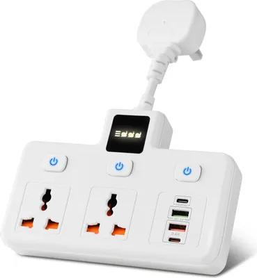 Produktbild von INF Wandsteckdosenadapter mit Schalter, 2 Universalbuchsen, PD 20W & QC 3.0 Weiß