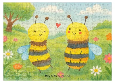 Produktbild von Mr. & Mrs. Panda Puzzle Biene Verliebt Design 551 Teile - Weiß - Geschenk, Puzzlespiel, 500, 1500, 1000, 2000