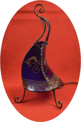 Image de Lampe orientale Lampe henné marocain en cuir Lampe de table Lampadaire Coq Gecko 40 cm, violet