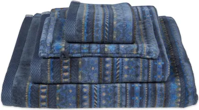 Produktbild von Pip Studio 3er Set Gästehandtuch Geometric Print Farbe Dark Blue Größe 30x50 cm