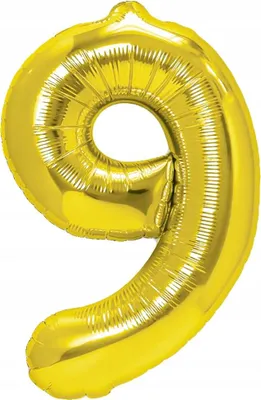 Image de Ballon en aluminium numéro NEUF 9, doré, 40 cm