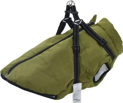 Produktbild von Hundemantel Geschirr Wasserdicht Reflektierend Armeegrün L52 - Hundemäntel CC25090