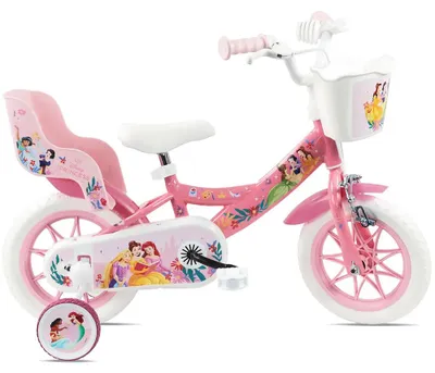 Productafbeelding van Denver Disney Prinsessenfiets, 12 inch, roze, voor kinderen van 3-5 jaar. Kleur: roze, geschikt voor kinderen van 3-5 jaar