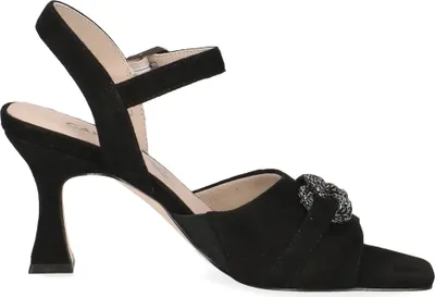 Produktbild von Caprice Damen Sandalette Leder Zierkette Schnalle Karreé 9-28318-42, Größe:36 EU, Farbe:Schwarz