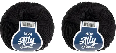 Obrázek produktu pro SET 2ks - Příze ALLY Bavlna - 50 g, 140 m - Černá