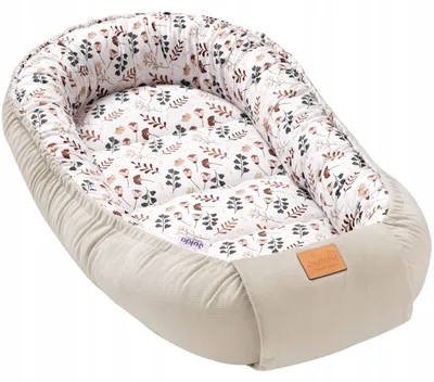Produktbild von Jukki - Babynest Kokon Comfort 100x55 cm – Nestchen zweiseitig, mitwachsend – Boho Garden & Ecru Velvet