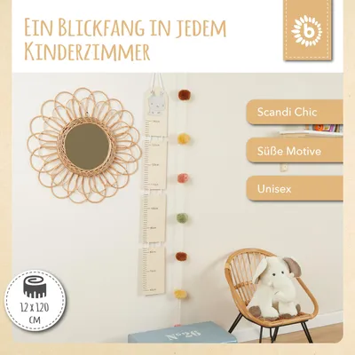 Produktbild von Bieco Holz Messlatte Kinder Hase Skala 0,6-1,4m | Messlatte Kind Holz | Wand Holz Dekoration | Massband Kinder | Kinder Messlatte Holz | Holz Meter | Messlatte Mädchen & Junge | Messlatte Kind