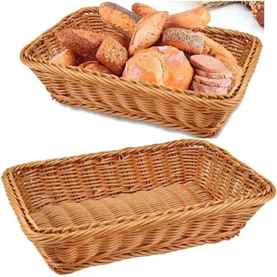 Immagine prodotto di Set di 2 cesti rettangolari in tessuto per pane e verdure