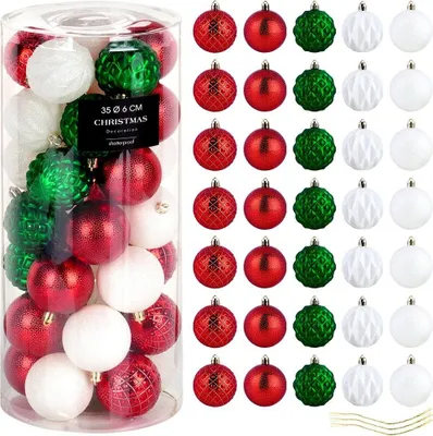 Obrázok produktu pre Netrieštivé vianočné čačky červená zelená biela 6 cm 35 ks.