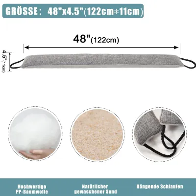Image de Boudin anti-courant d'air de 122 cm, gris, pour porte, isolation phonique