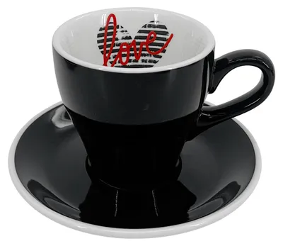 Immagine prodotto di Tazza da latte con piattino Milano - Heart, 220 ml, nero