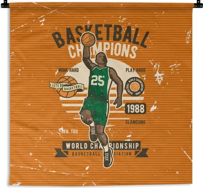 Produktbild von MuchoWow® Wandteppich Wandbehang Mancave - Basketball - Männer - Vintage 150x150 cm Tapisserie Dekoration Wandtuch - Wohnaccessoires - Modernes