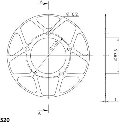 Produktbild von Edge-Disc Supersprox 520 - 46Z (rot) ACD-823:46-RED|ID 87,0 LK 110,0 5-Loch
