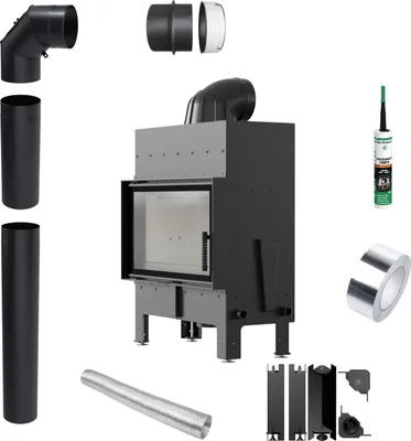 Immagine prodotto di Inserto per caminetto ad aria in acciaio KRATKI FLOKI M 10 kW fi 200 set di tubi