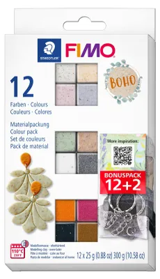 Produktbild von FIMO soft Materialpackung "Boho Effekt", 12 Farben