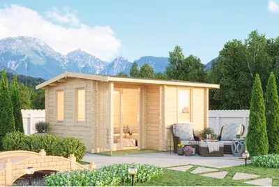 Produktbild von Gartenhaus Outdoor Life Dingwall inkl. Fußboden 460 x 460 cm natur