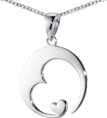 Produktbild von MATERIA Damen Herz-Anhänger Silber 925 rhodiniert Schmuck Liebe mit Halskette inkl. Geschenk-Box #KA-16