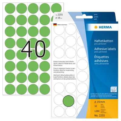 Obrázok produktu pre HERMA 2255, Zelená, Kruh, Celulóza, Papája, 32 listy, 11,1 cm, 17 cm