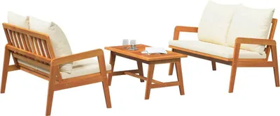 Image de Ensemble bistrot avec coussin 3 pcs Marron Bois d'Acacia Massif
