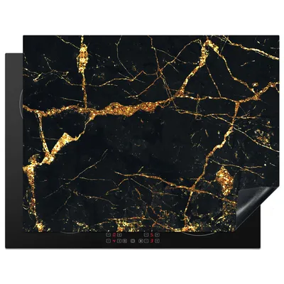 Produktbild von KitchenYeah© Herdabdeckplatte Gold - Marmor - Glitzer - Luxus , 77x59cm, Küche Deko, Glaskeramikkochfeld Herdabdeckung, Abdeckplatte fùr Kochfeld