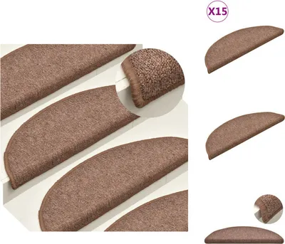 Zdjęcie produktu dla vidaXL Maty na schody 15 szt. Brązowe 56x17x3 cm - Maty na schody