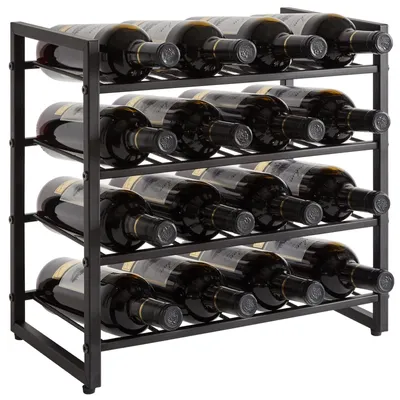 Produktbild von Weinregal Metall - Freistehend - 16 Flaschenhalter - Kompaktes Design - Langlebiges Material - Dekorative Aufbewahrung - Weinhalter