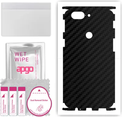 Produktbild von apgo Rückseite + Seiten Schutzfolie, Skin, kompatibel mit OnePlus 5T, Hinten Displayschutzfolie aus Vinylfolie, kratzfest, einfache Montage - Schwarzer Kohlenstoff