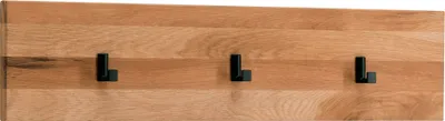 Produktbild von Hakenleiste Eiche massiv, geölt LEUNA-64 mit Metall Haken in schwarz, B/H/T: ca. 80/18/4 cm