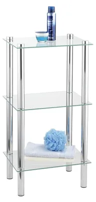 Produktbild von Badezimmerregal Glasregal Duschregal - Sicherheitsglas - 3 Glasböden - Chrom - 40 x 74 x 30 cm