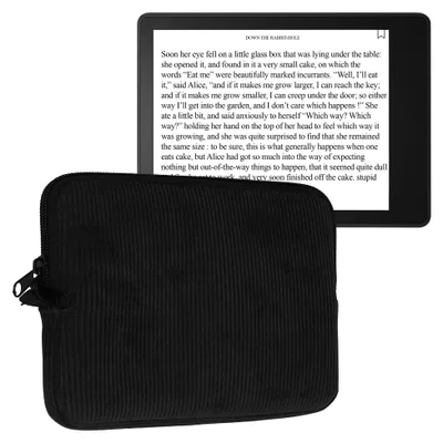 Produktbild von kwmobile eReader Schutzhülle für 6" eReader Hülle - eReader Flip Case mit kleiner Tasche - Cord Neopren Cover - Schwarz