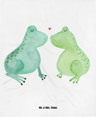 Produktbild von Mr. & Mrs. Panda Erstlingsdecke Frosch Liebe - Weiß - Geschenk, Plaid, Babydecke, Froschkönig, Schlummerdecke, Kinderdecke, Hochzeitstag, Freundin, Fleecedecke