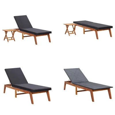 Produktbild von vidaXL Sonnenliege mit Tisch Poly Rattan und Massivholz Akazie - Gartenliege - Gartenliegen - Sonnenliege - Sonnenliegen