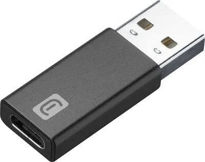 A close-up studio shot of a USB-A to USB-C adapter.