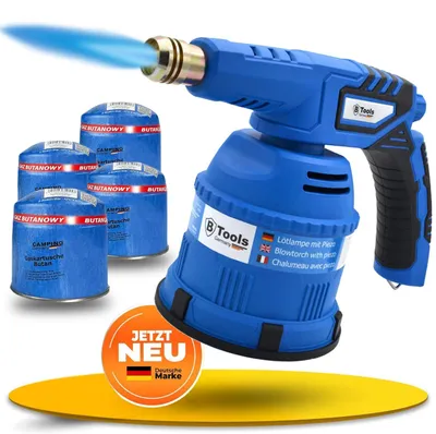 Produktbild von MAGNUM® Lötbrenner [inkl. 4 Kartuschen] Gasbrenner und Bunsenbrenner bis 1200 °C, 1,3 kW, Feinregulierventil und Piezozündung, rund 8 Stunden Brennzeit, für Sanitär, Heizung und Werkstatt