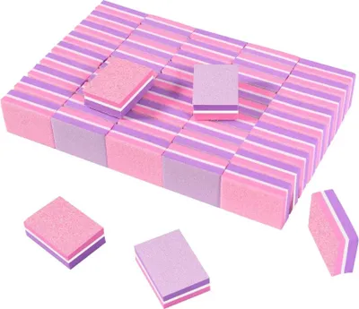 Image de Bloc de tampons à ongles 50 pièces 100/180 grain, rose/violet, Nageldesign DIY, Mini Buffer pour ongles