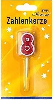 Produktbild von Idena 408581 - Zahlenkerze 8 mit, Spieß