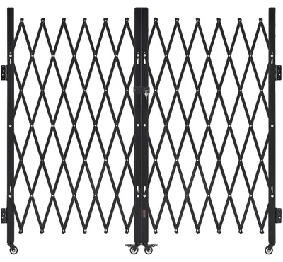 Produktbild von VEVOR Doppelfalt-Sicherheitstor, 382 × 214 cm (B × H) W Falt-Tor, Stahl-Akkordeon-Sicherheitstor, Flexibles erweiterbares Sicherheitstor, 360° rollendes Barrikadentor, Scherentor oder -tür mit Schlüsseln, 320x160,5 cm