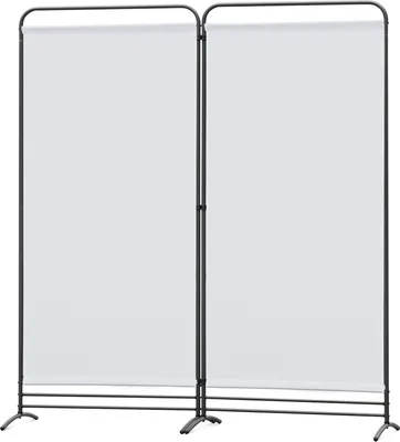 Produktbild von Angel Living Paravent 2 Teilig 162 x 180 cm Stoff Raumteiler Trennwand Balkon Sichtschutz Stellwand Faltbar Natürlich