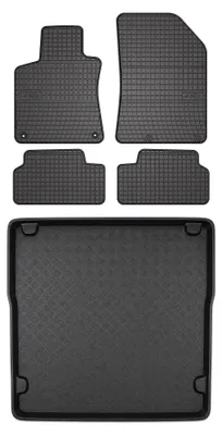 Produktbild von Gummimatten + Kofferraumwanne für Peugeot 308 II 2013-2021 (Kombi) – Schwarz, passgenau – Wielganizator SolidPRO
