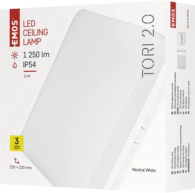 Image de EMOS Luminaire LED TORI 22 x 22 cm, 15 W, blanc neutre, IP54, ZM4323