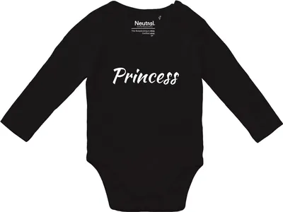 Produktbild von Huuraa Baby Body Princess Schriftzug 80 Black  Baumwolle Fairtrade Langarmbody Geschenkidee